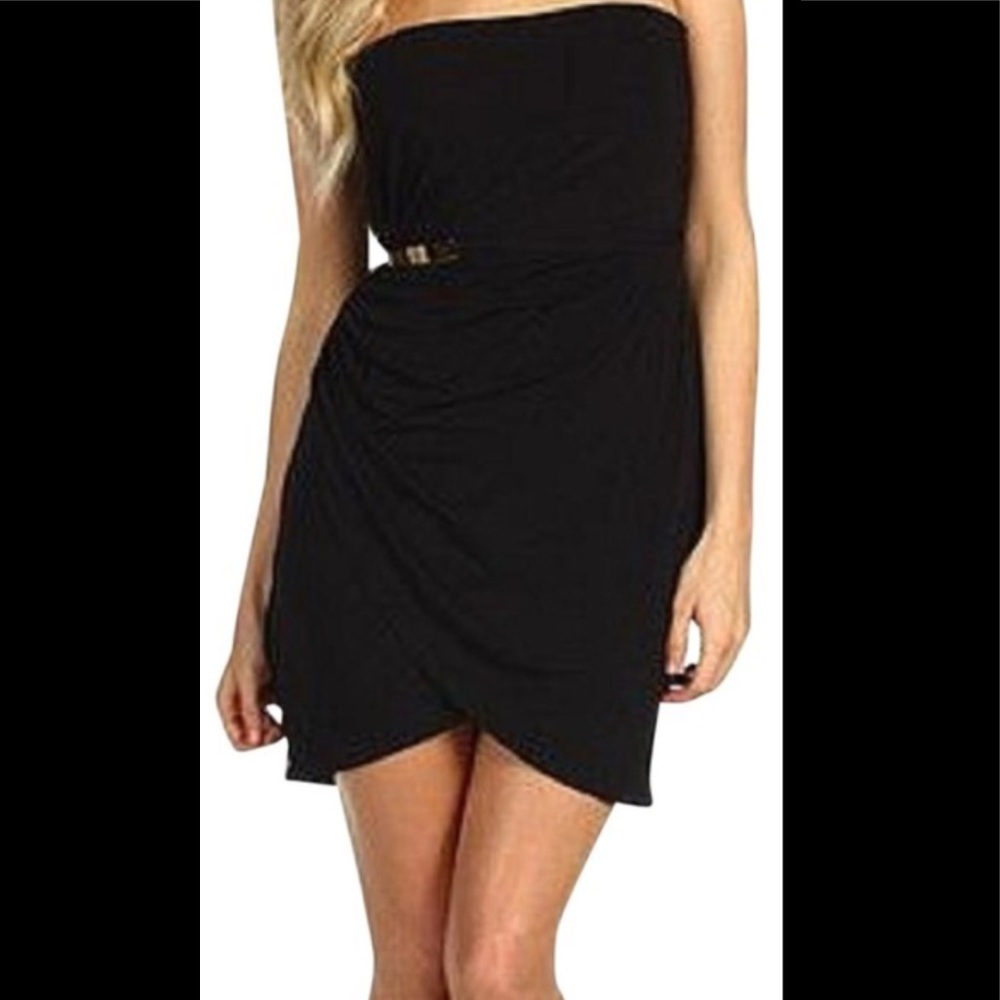 Max and Cleo Strapless Wrap Mini Dress
